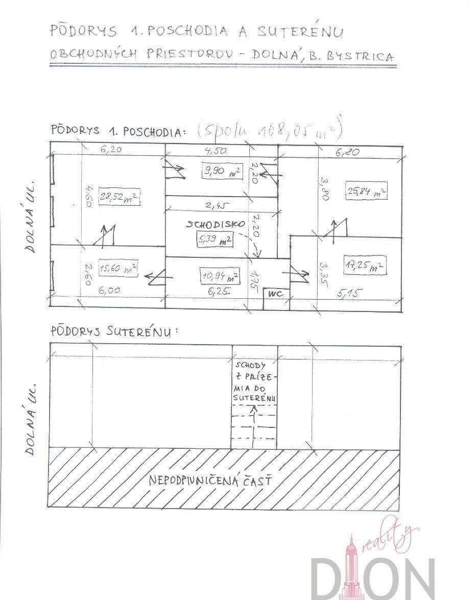 OBCHODNÉ PRIESTORY NA PRENÁJOM NA DOLNEJ ULICI, S VÝKLADOM 185,59 m2