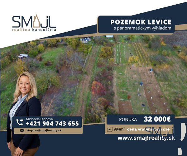 Pozemok na predaj – 10 árov s panoramatickým výhľadom, Levice