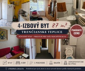 PREDAJ  4-IZBOVÝ BYT 87 m² | TRENČIANSKE TEPLICE | VÝBORNÁ LOKALITA | — foto 3