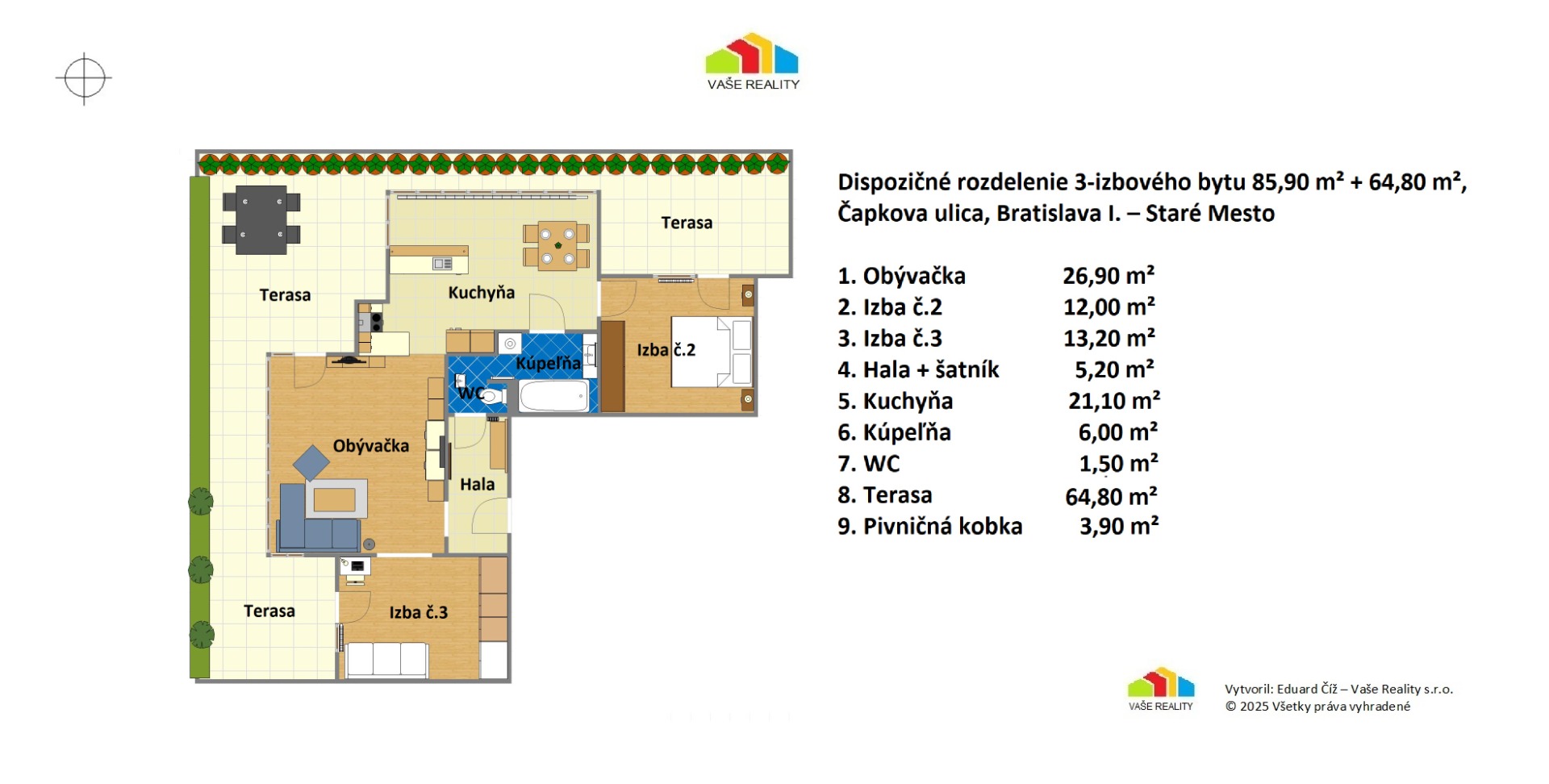 Na predaj výnimočný 3-izbový byt s veľkou terasou, 151 m2, Horský park — foto 30