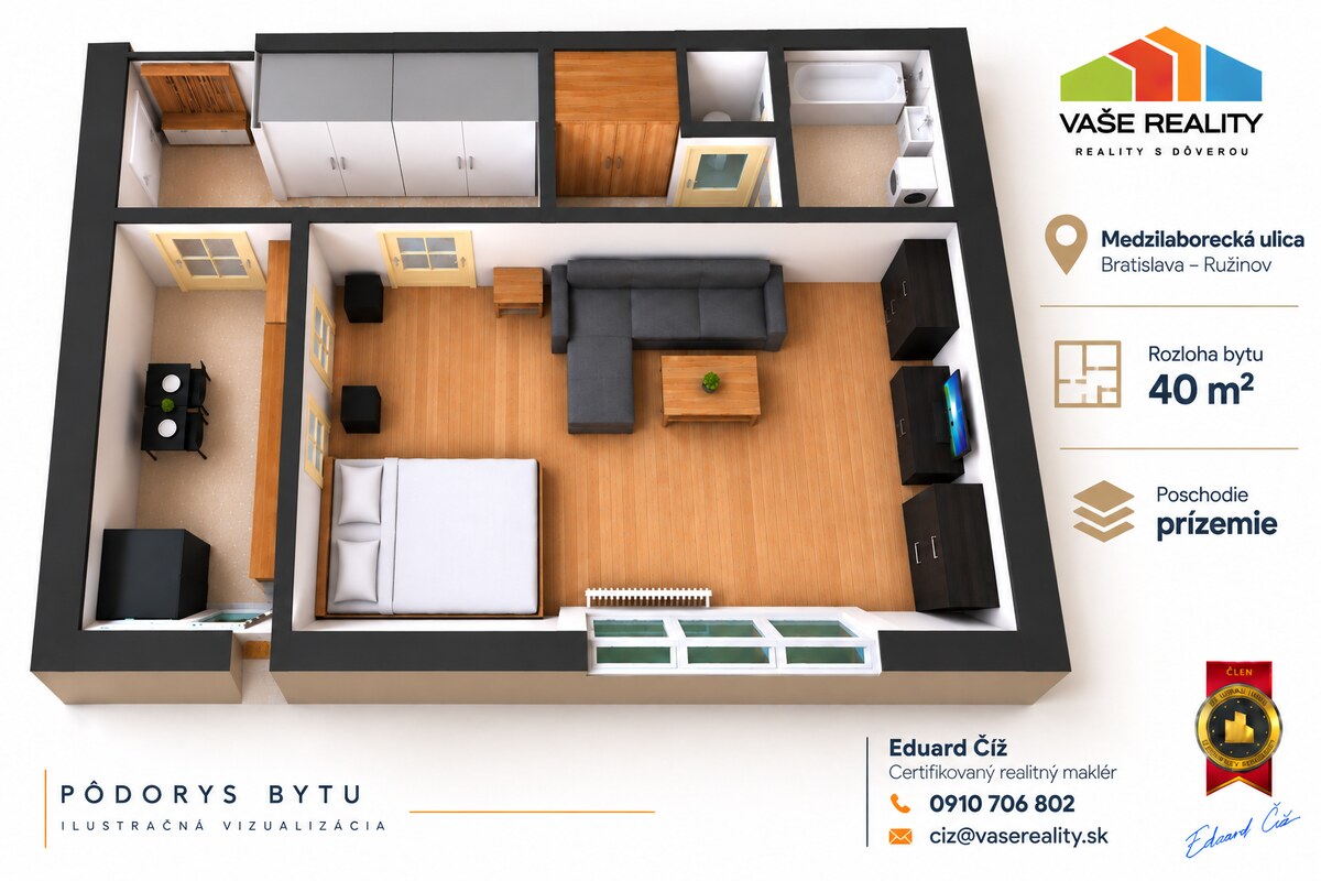 Na prenájom 1-izbový byt, 40 m², Medzilaborecká ul., Ružinov — foto 10
