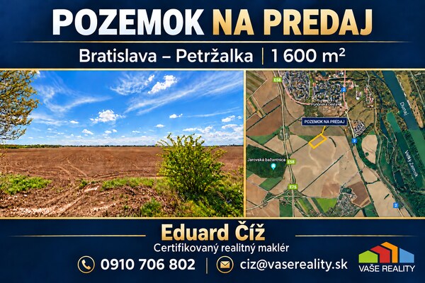 Na predaj pozemok 1 600 m², Bratislava – Petržalka, Janíkovské pole