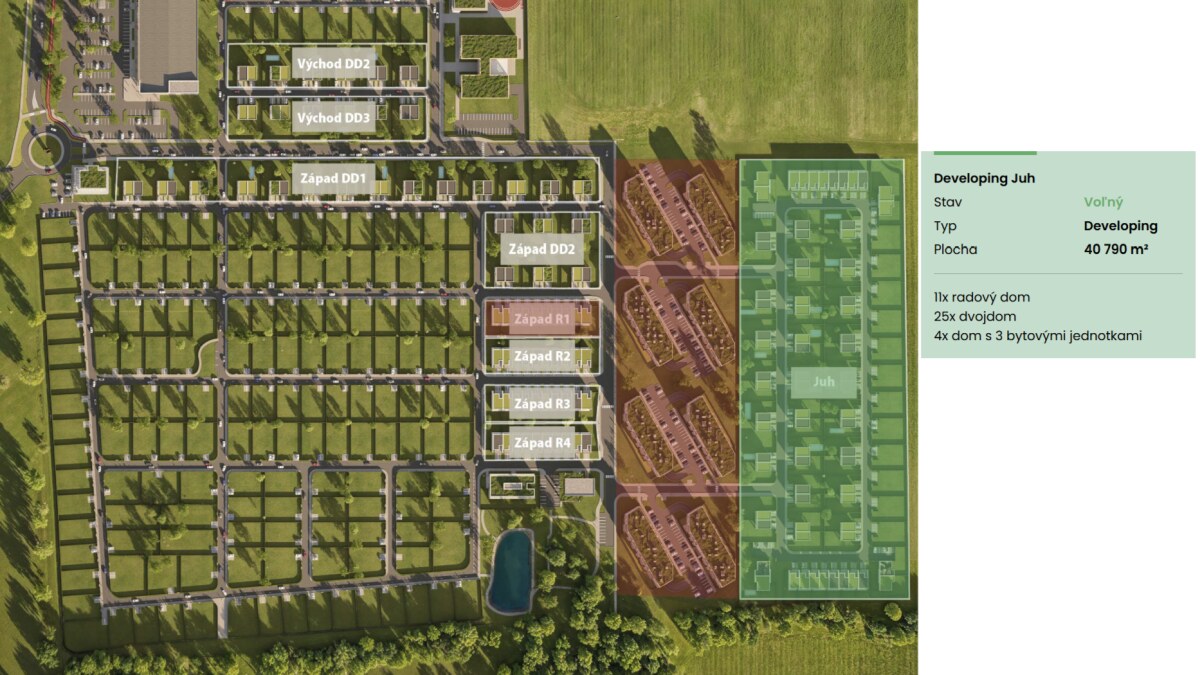 Stavebný pozemok pre výstavbu rodinných domov 40 790 m², Senec