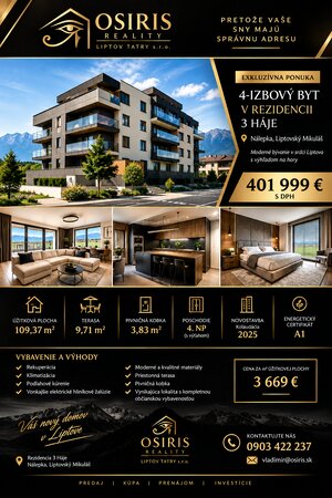 Exkluzívna novostavba 4 izbový byt v rezidencii 3 HÁJE. — foto 1